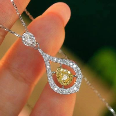 Choker Oro de verdad de laboratorio de diamantes cultivados collares amarillos personalización con diamante amarillo