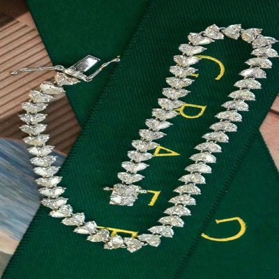 Pulsera de tenis personalizable de 18K con diamante de laboratorio y gota de agua de diamante completo