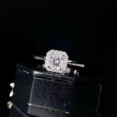 Personalización Con descuento por tiempo limitado 18K Diamantes de laboratorio Cuadrado Anillo de diamante FL Claridad