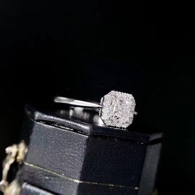 Personalización Con descuento por tiempo limitado 18K Diamantes de laboratorio Cuadrado Anillo de diamante FL Claridad