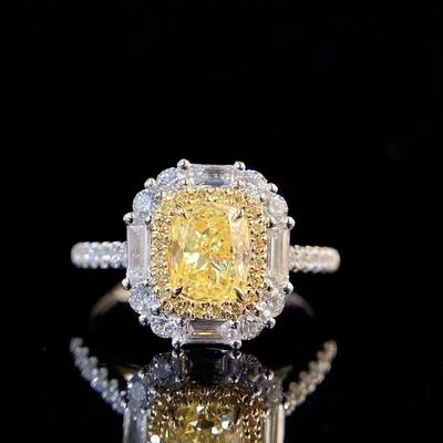 Pago inicial 18K Diamante de laboratorio Anillo y Diamante Amarillo Anillo y colgante de doble uso