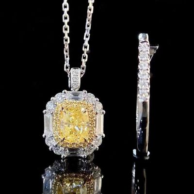 Pago inicial 18K Diamante de laboratorio Anillo y Diamante Amarillo Anillo y colgante de doble uso
