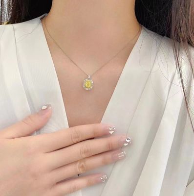 Pago inicial 18K Diamante de laboratorio Anillo y Diamante Amarillo Anillo y colgante de doble uso