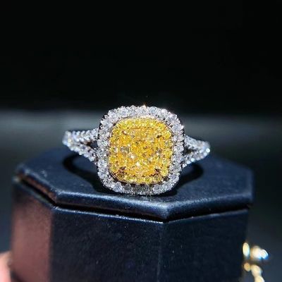 Pago inicial 18K Diamante de laboratorio Anillo y Diamante Amarillo Anillo y colgante de doble uso