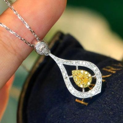 Choker Oro de verdad de laboratorio de diamantes cultivados collares amarillos personalización con diamante amarillo