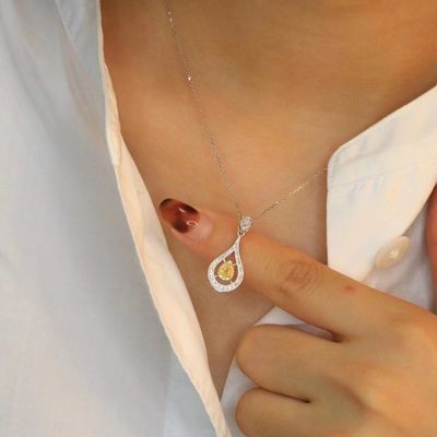 Choker Oro de verdad de laboratorio de diamantes cultivados collares amarillos personalización con diamante amarillo