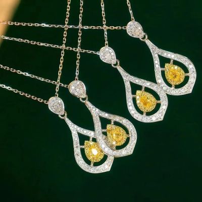 Choker Oro de verdad de laboratorio de diamantes cultivados collares amarillos personalización con diamante amarillo