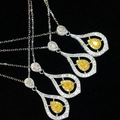 Choker Oro de verdad de laboratorio de diamantes cultivados collares amarillos personalización con diamante amarillo