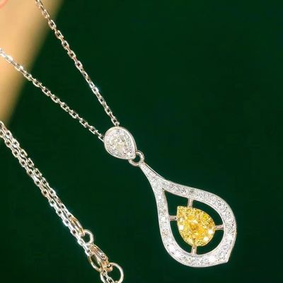 Choker Oro de verdad de laboratorio de diamantes cultivados collares amarillos personalización con diamante amarillo